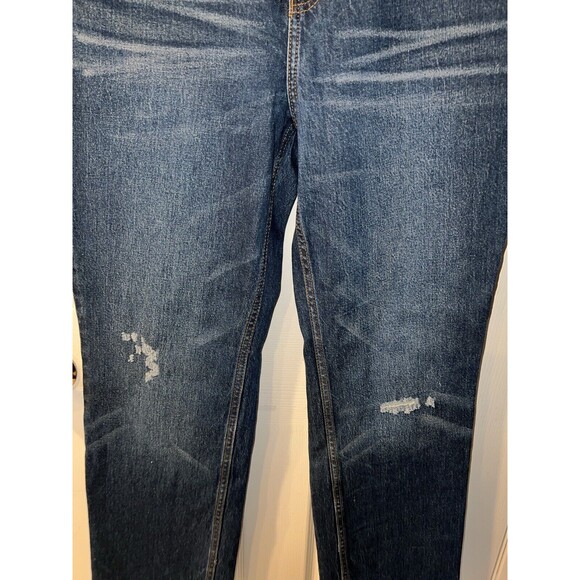 Cleo Wolf Jeans Womens 32x32 Blue Straight Leg High Rise Distressed stretch New - Picture 11 of 12